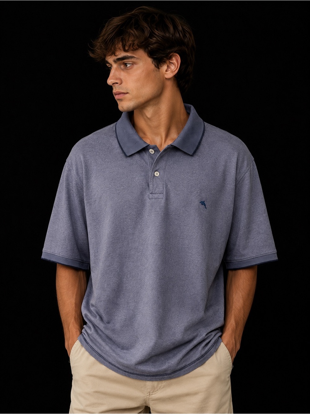 Men's Blue Short-Sleeve Polo Shirt